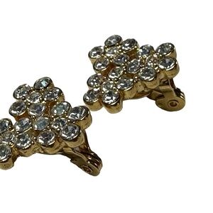 Monet Vintage Flower Crystal Clip Earrings